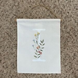 Floral Monogram Wall Banner Letter I Hanging Canvas Sign New No Tags Boho Decor